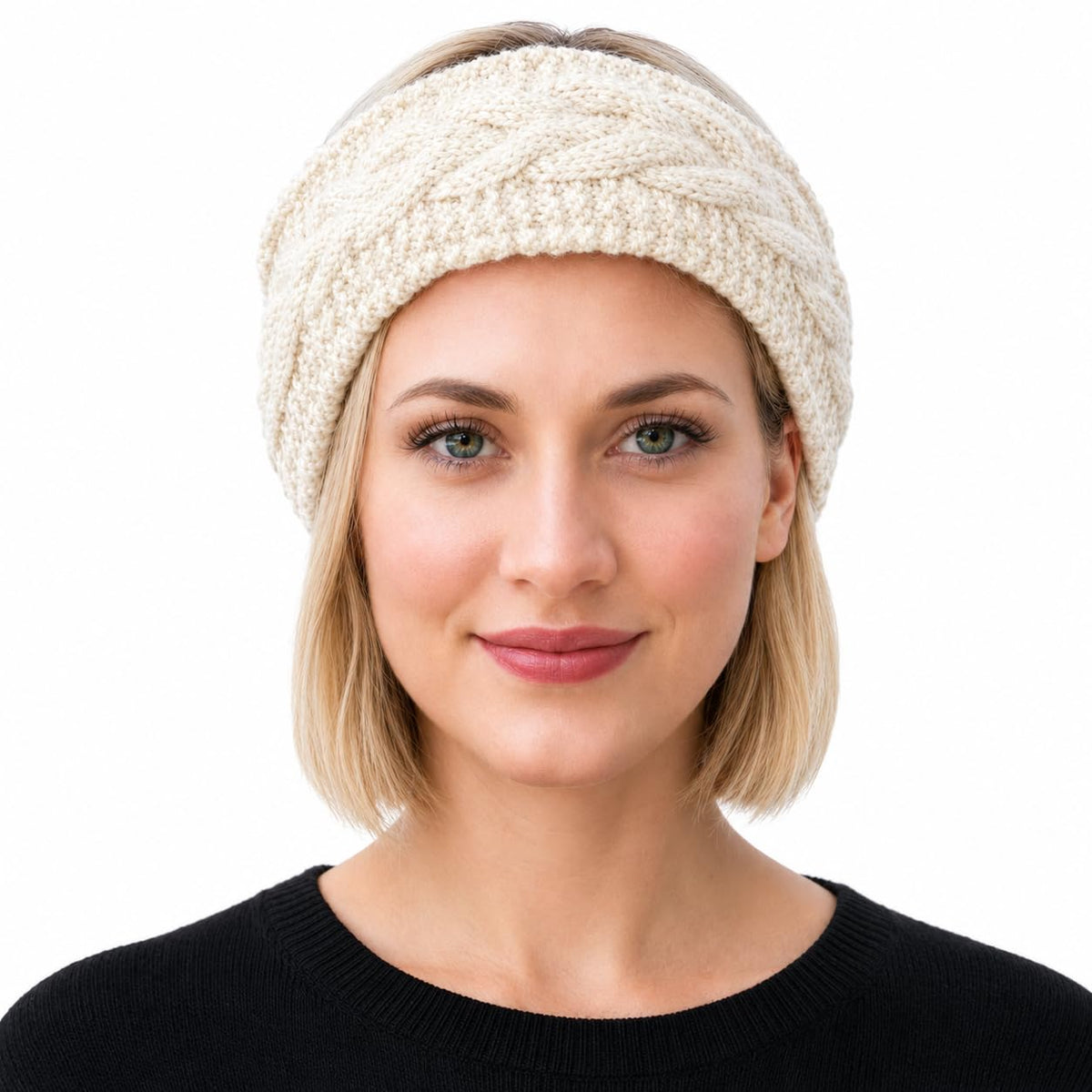 Handmade Nepal Wool Wide Headband & Ear Warmer – One Size, White