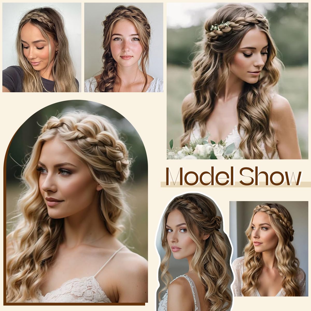 2-Pack Handmade Braided Headbands for Women – Elastic & Hard Band