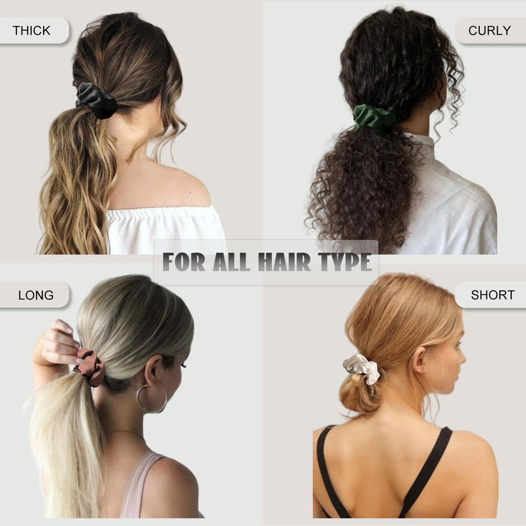 16-Pack Satin Scrunchies for Women – Neutral Colors, Gentle Hold