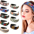 Geosar 9 Pcs Boho Wide Embroidered Headbands for Women Floral Ethnic