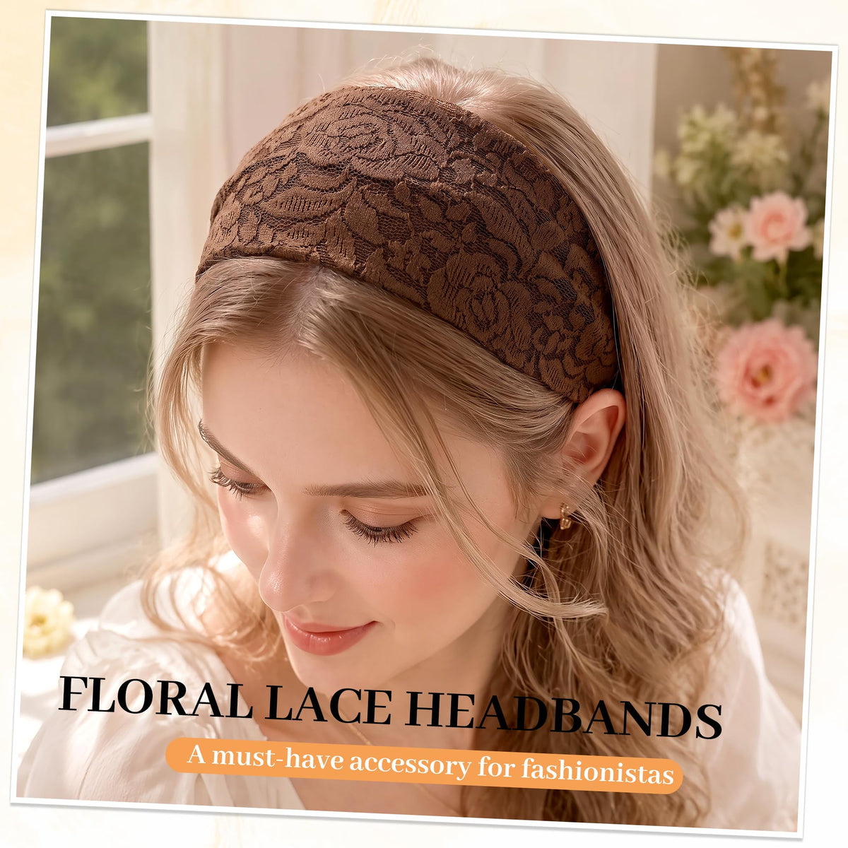 5-Pack Floral Lace Wide Headbands for Women – Stretchy & Breathable