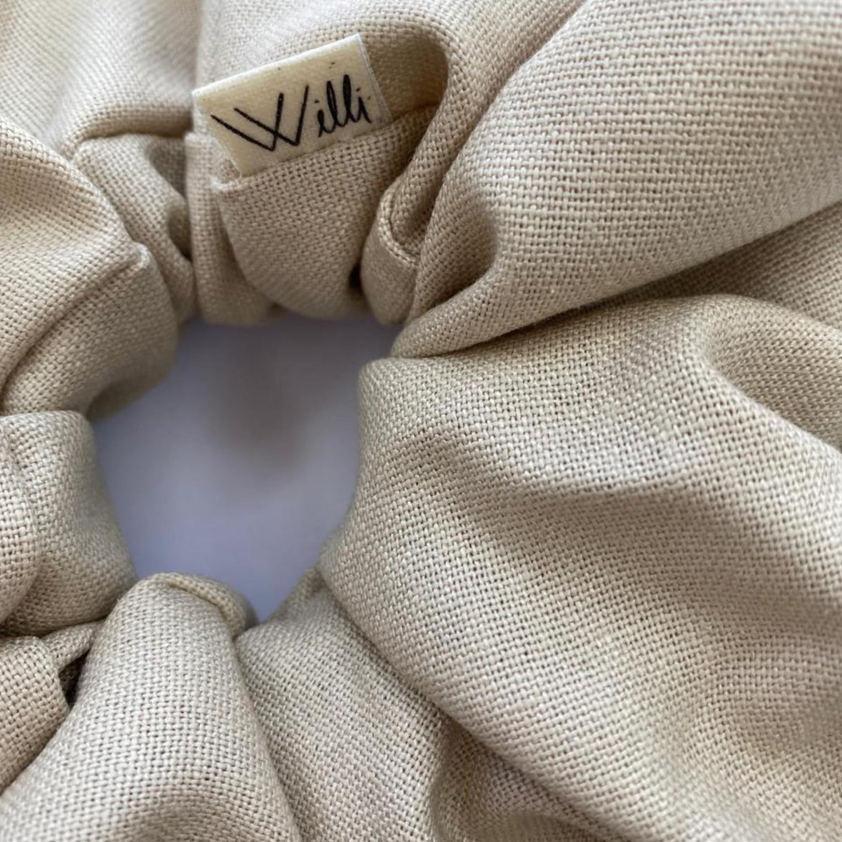 Handmade Oversized Linen Scrunchie – 100% Natural Linen, Sand
