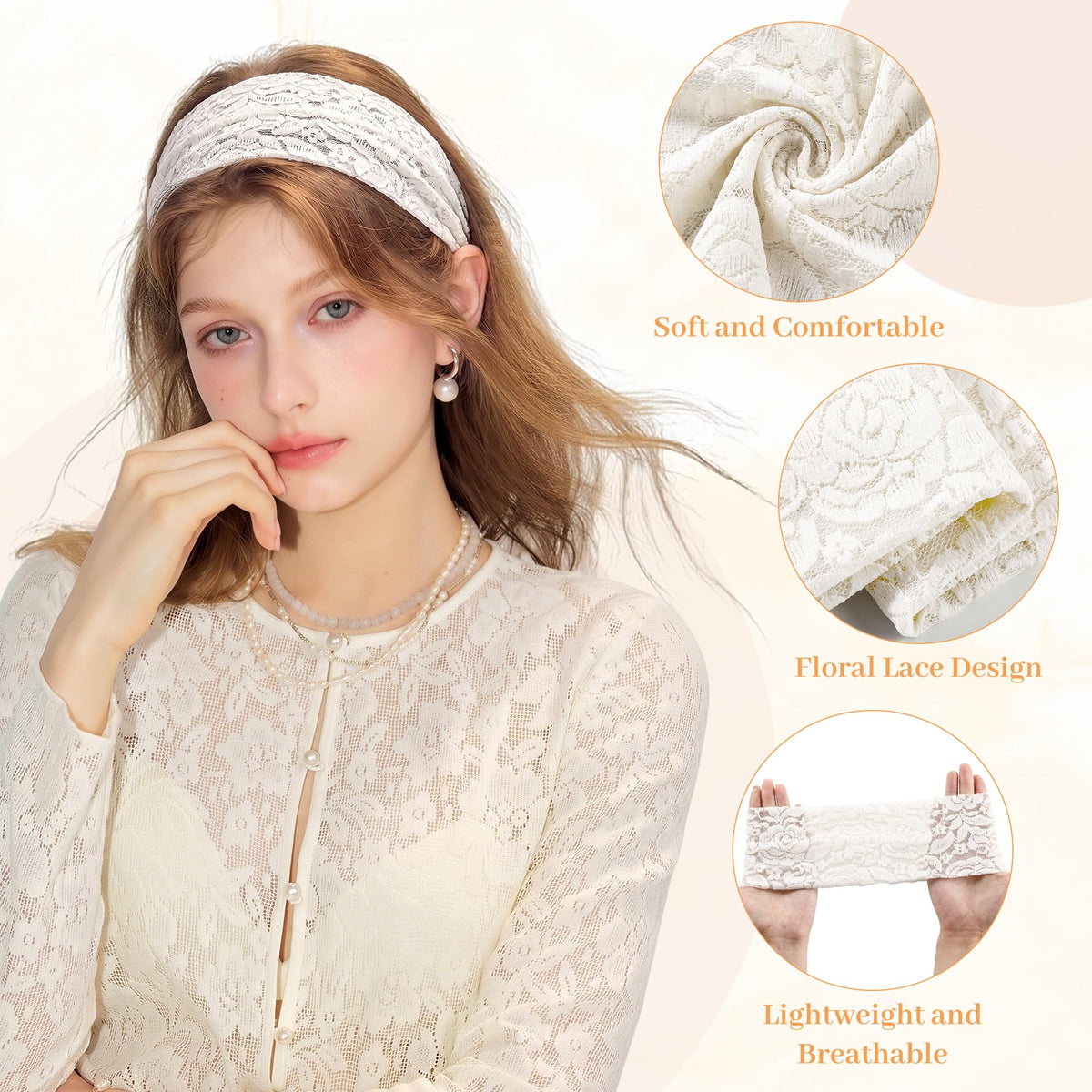 5-Pack Floral Lace Wide Headbands for Women – Stretchy & Breathable