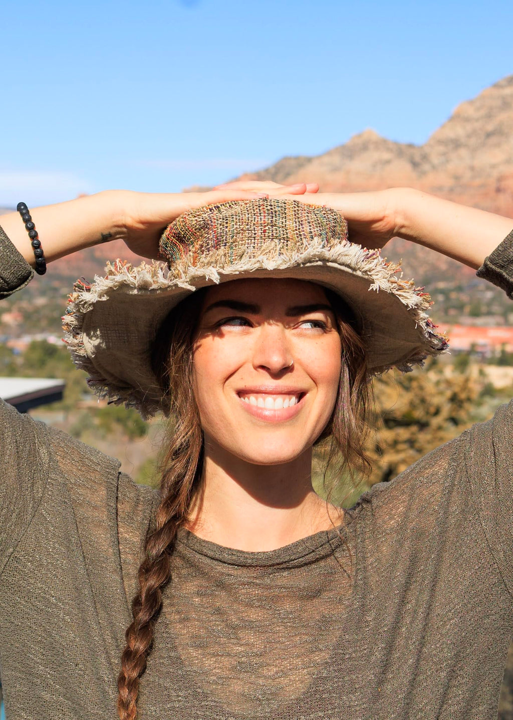 Handmade Hemp Sun Hat – Unisex Wide Brim, Packable, Natural Color