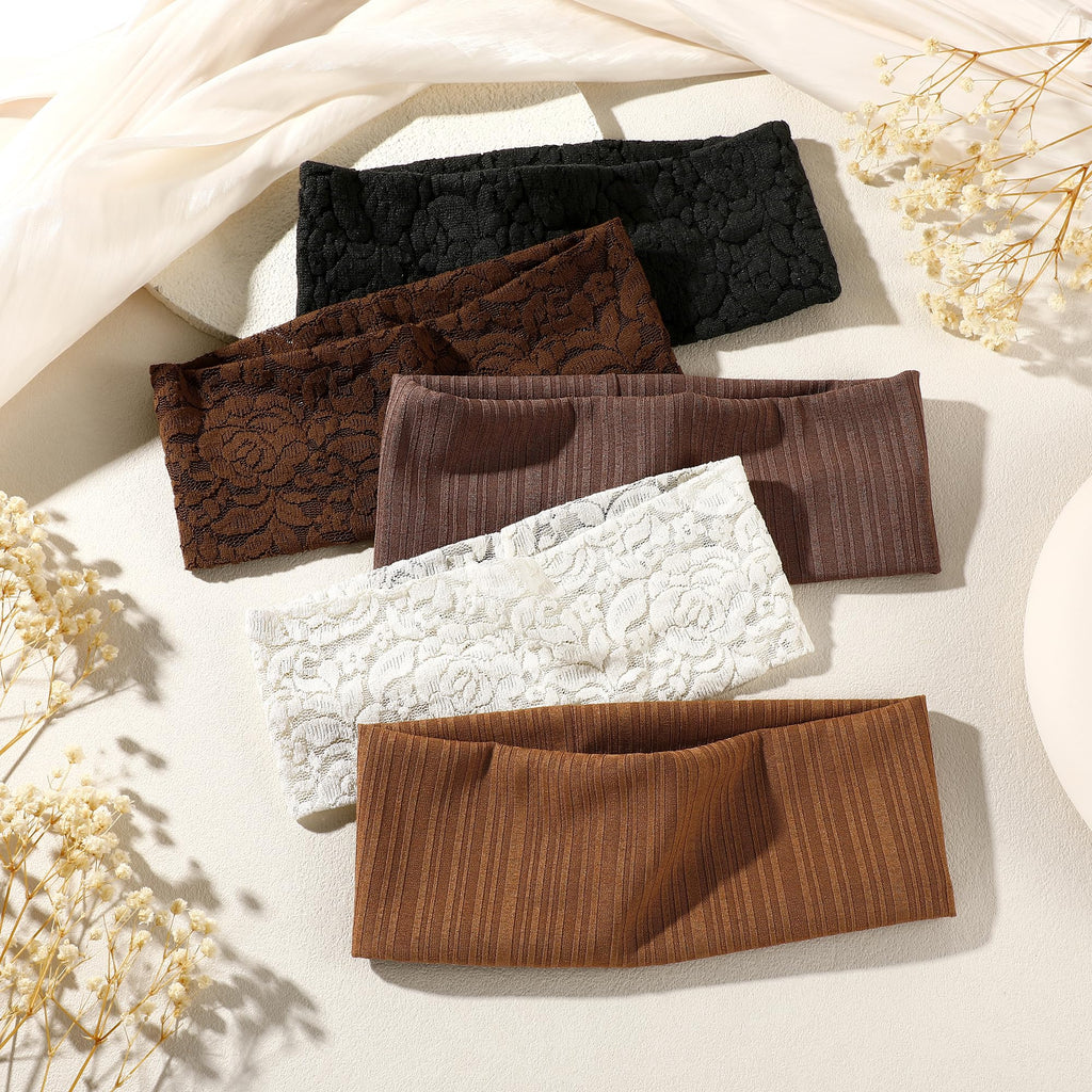 5-Pack Floral Lace Wide Headbands for Women – Stretchy & Breathable